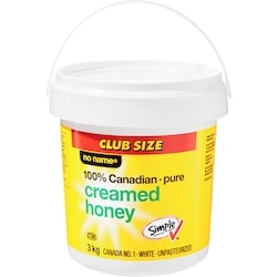 Sans Nom Miel crémeux pur 100 % canadien, Format Club 3 kg, 0,88 $/100g