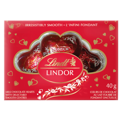Lindt LINDOR Milk Chocolate Hearts, Pack of 3 40 g, $10.00/100g