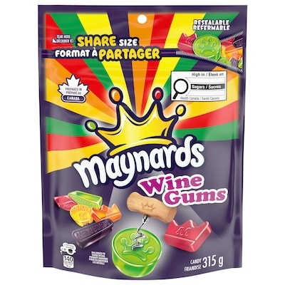 Maynards Friandises Wine Gums, bonbons gélifiés, format à partager 315 g, 1,68 $/100g