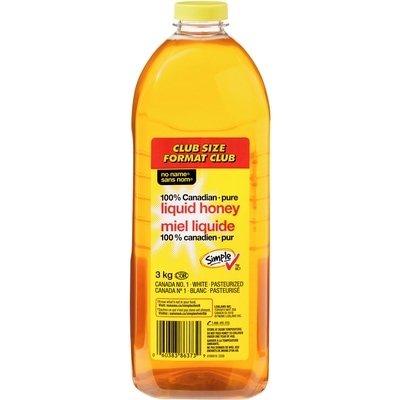 Sans Nom Miel liquide pur 100 % canadien, Format Club 3 kg, 0,97 $/100g