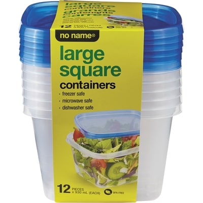 Sans Nom Contenant carré 930 ml 6 ea, 0,67 $/1ch