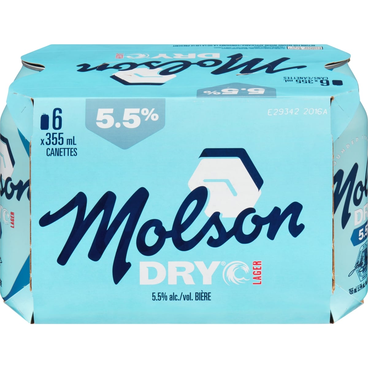 Molson Dry bière lager  (Pièce d’identité requise au moment du ramassage) 6x355.0 ml, 0,68 $/100ml