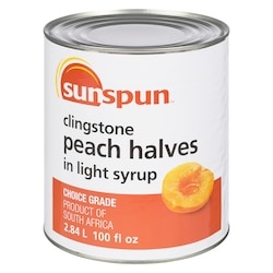 Sunspun Clingstone Peach Halves in Light Syrup - 2.84 l