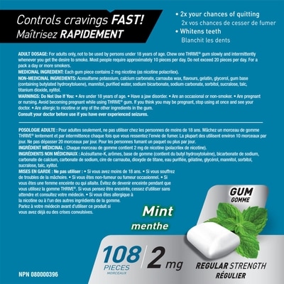 Gomme pour cesser de fumer menthe fraîche