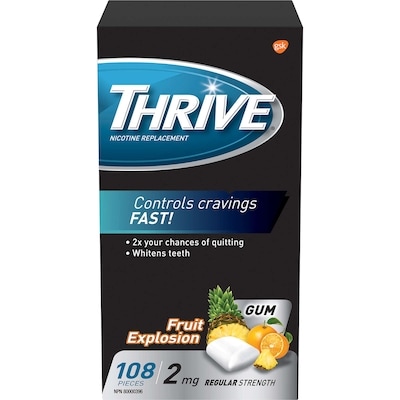 Thrive Nicotine Replacement Gum Fruit Explosion Regular Strength 2 Mg 108 ea, $0.31/1ea