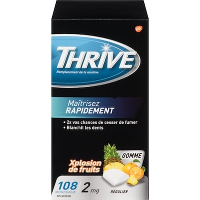 Thrive Gomme à la nicotine Xplosion de fruits 2 mg 108 ea, 0,32 $/1ch