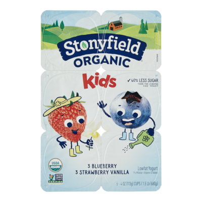 Stoneyfield Raspberry, Strawberry, and Vanilla Yogurt 6x113.0 g, $1.02/100g