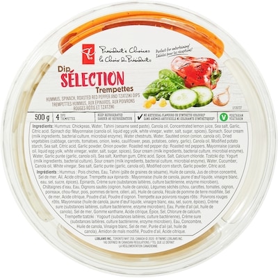 President's Choice Dip Selection 500 g, $1.80/100g