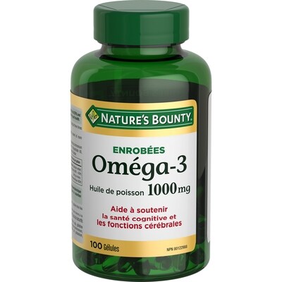 Nature’s Bounty Oméga-3 Huile de poisson, 1 000 mg 100 ea, 0,33 $/1ch