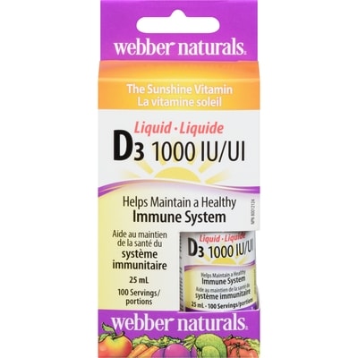Webber Naturals Liquid D3 1000 IU 25 ml, $39.96/100ml