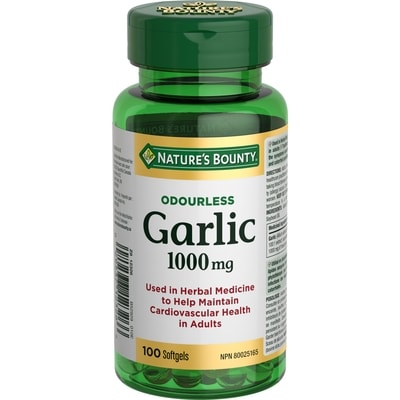 Nature's Bounty Garlic, Odourless, 1000 mg, Softgels 100 ea, $0.13/1ea