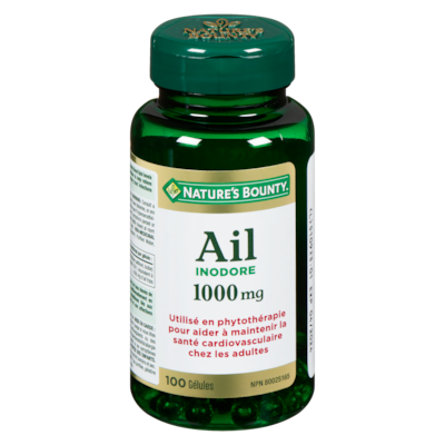 Nature’s Bounty Ail, inodore, 1 000 mg, phytothérapie 100 ea, 0,16 $/1ch