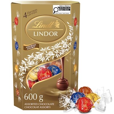 Lindt Cornet Truffes LINDOR assorties au chocolat 600 g, 4,67 $/100g