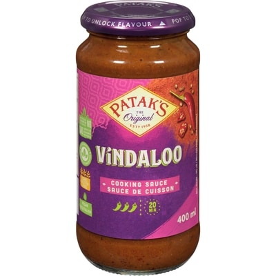 Pataks Sauce de Cuisson Vindaloo 400 ml, 1,62 $/100ml
