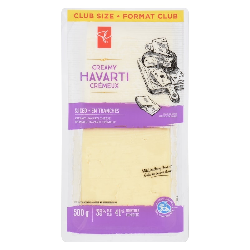 Creamy Havarti Cheese Sliced 32% M.F. Club Pack