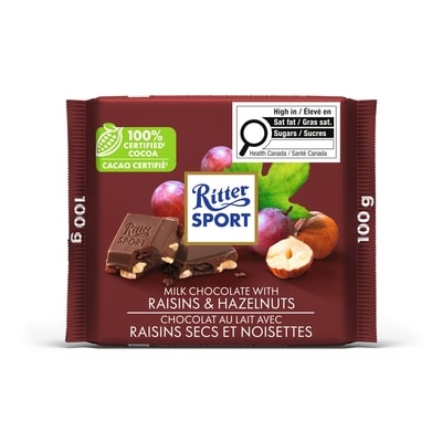 Ritter Sport Milk Chocolate with Raisins & Hazelnuts 100 g, $4.00/100g