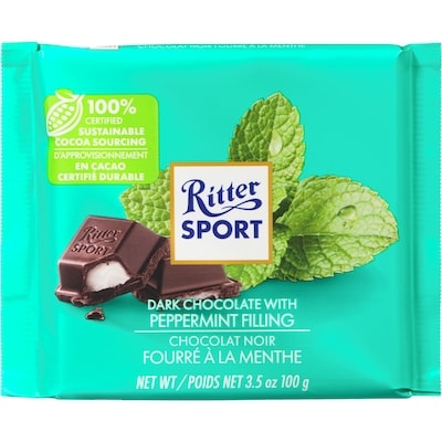 Ritter Sport Chocolate, Dark  with Peppermint Filling 100 g, $4.99/100g