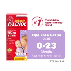 Tylenol Gouttes pour nourrissons, Fièvre et douleur, Raisin sans colorant 24 ml, 41,62 $/100ml