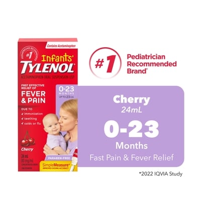 Tylenol Infants' Medicine, Fever & Pain Drops, Cherry 24 ml, $43.71/100ml