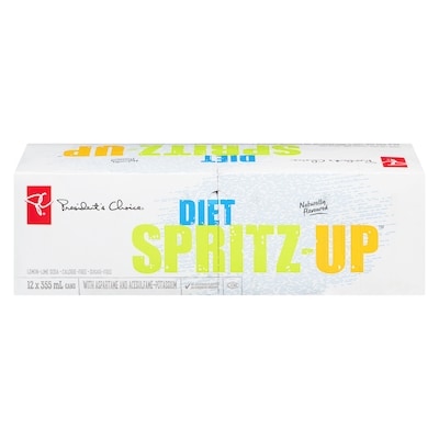 President's Choice Diet Spritz-Up Naturally Flavoured Calorie-Free Sugar-Free Lemon-Lime Soda 12x355.0 ml, $0.15/100ml