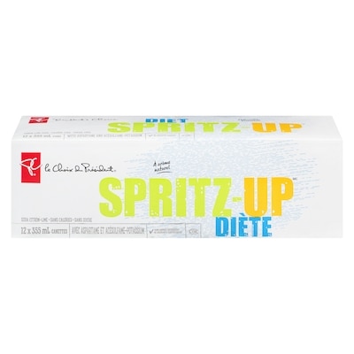 le Choix du Président Soda Citron-Lime Diète Spritz-Up Aux Arômes Naturels Sans Calories Et Sans Sucre 12x355.0 ml, 0,15 $/100ml