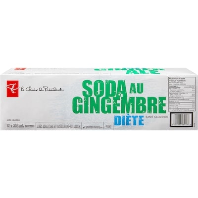 le Choix du Président Soda au gingembre diète, 12 canettes 12x355.0 ml, 0,17 $/100ml