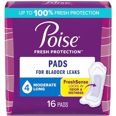 Poise Postpartum Incontinence Pads, Moderate Absorbency, Long, 16 Count 16 ea, $0.50/1ea