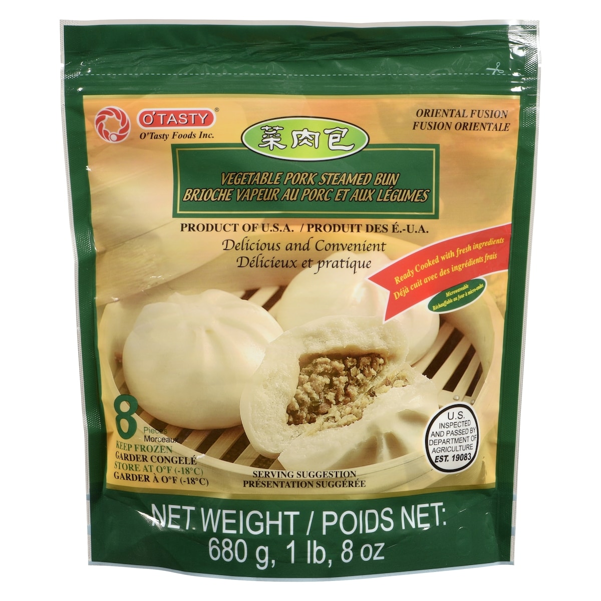 O’Tasty O’Tasty Pains vapeur porc et légumes 680 g, 1,31 $/100g