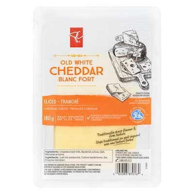 President's Choice Sliced Old White Cheddar Cheese 160 g, $4.38/100g