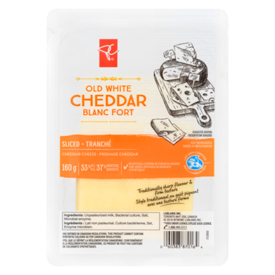Fromage Cheddar blanc fort en tranches