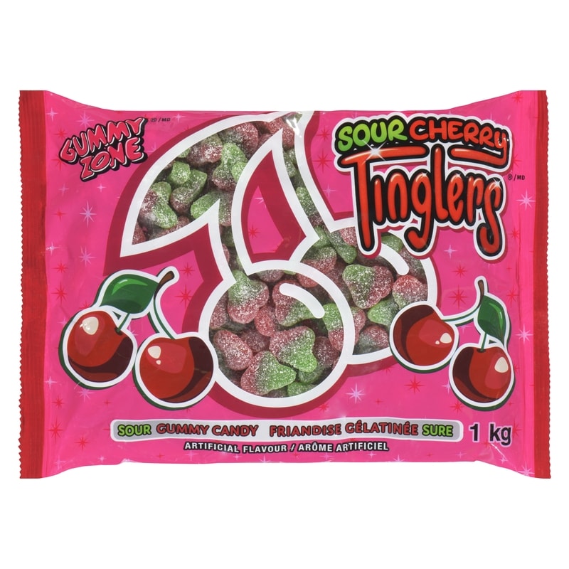 Gummy Zone Sour Cherry Tingler Candy - 1 kg | Wholesale Club