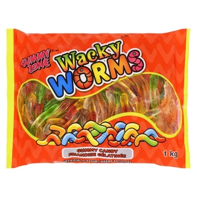 Gummy Zone Two-Headed Gummi Worms 1 kg, $0.68/100g