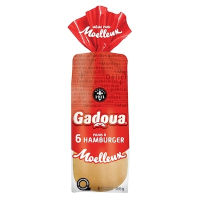 Gadoua Hamburger 6 Buns 366 g, $1.06/100g
