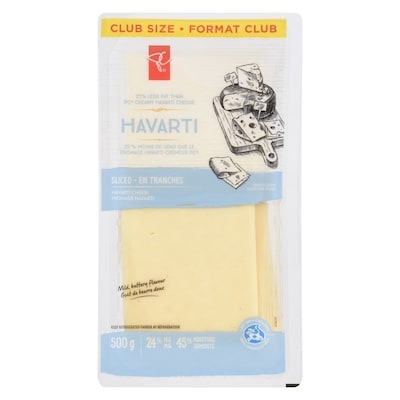 President's Choice Sliced Light Havarti Cheese, Club Pack 500 g, $3.10/100g