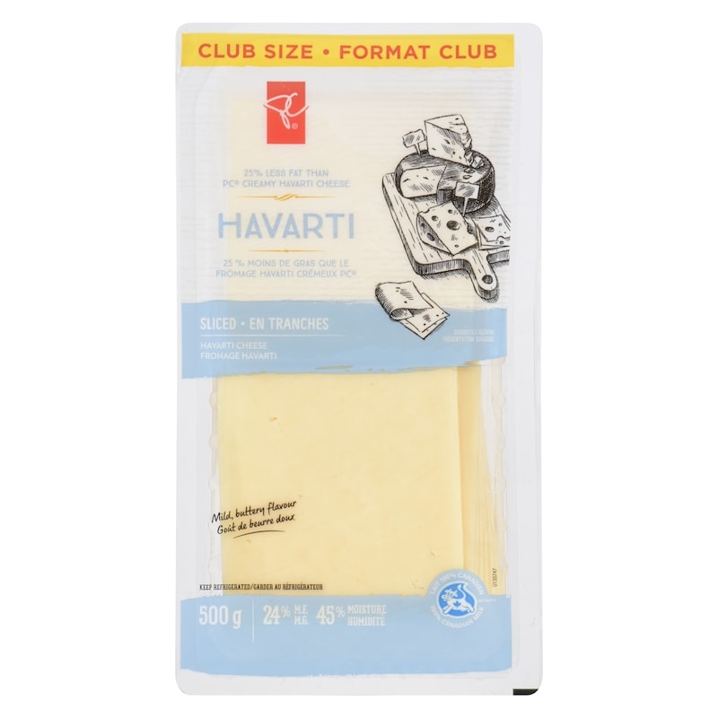 Sliced Light Havarti Cheese, Club Pack