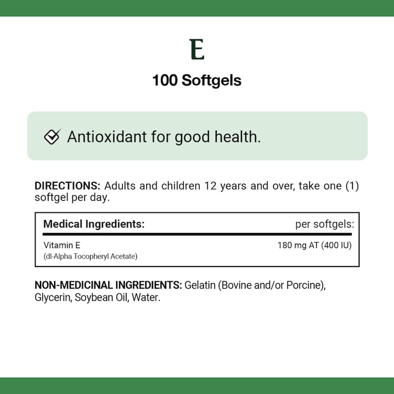 Vitamin E 400 IU, 100 Softgels