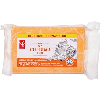 President's Choice Coloured Old Cheddar Cheese, Club Pack 500 g, $3.00/100g