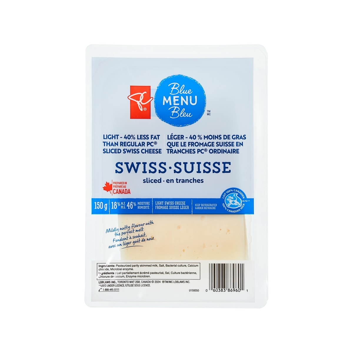 PC Blue Menu Light Swiss Cheese Slices