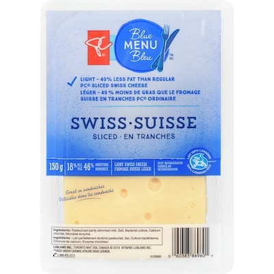 PC Menu Bleu Fromage Suisse Léger En Tranches 150 g, 4,00 $/100g