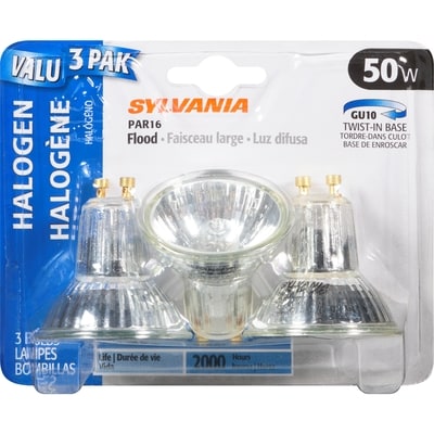 Sylvania GU10 Halogen 50W Flood Light Bulbs 3 ea, $4.00/1ea