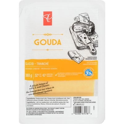 President's Choice Sliced Gouda Cheese 160 g, $4.38/100g