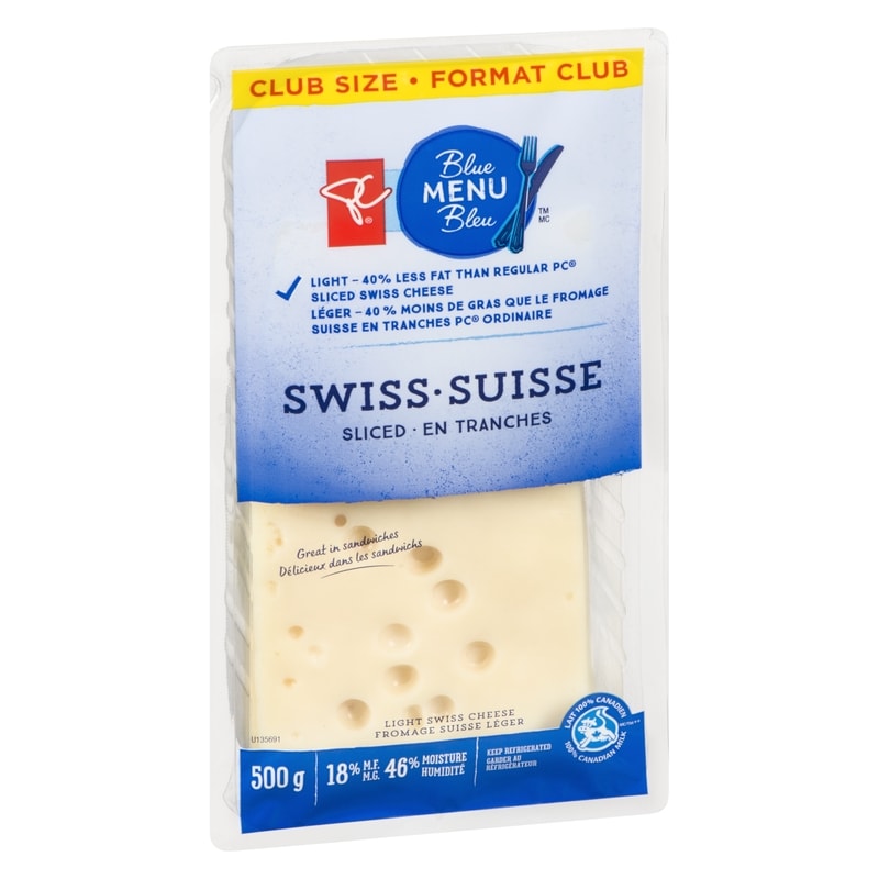 Light Swiss Cheese Sliced 18% M.F. Club Size