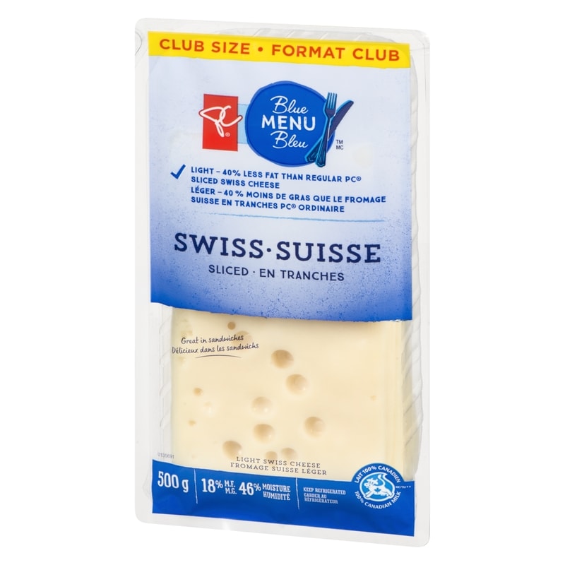 Light Swiss Cheese Sliced 18% M.F. Club Size