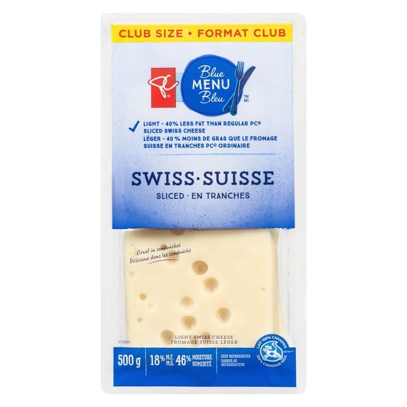 Light Swiss Cheese Sliced 18% M.F. Club Size