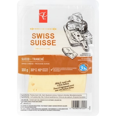 President's Choice Sliced Swiss Cheese 150 g, $5.00/100g