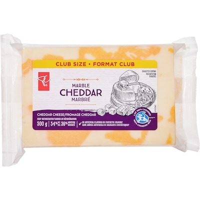 President's Choice Marble Cheddar Cheese Block, Club Size 500 g, $3.00/100g