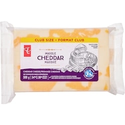 le Choix du Président Bloc de fromage Cheddar Marbré, Format Club 500 g, 2,80 $/100g