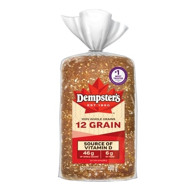 Dempster's 100% Whole Grains 12 Grain Bread 600 g, $0.80/100g