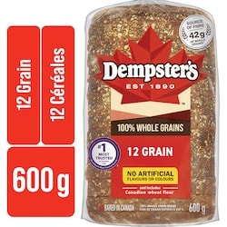 Dempster’s Pain à 100 % de grains entiers aux 12 céréales 600 g, 0,92 $/100g