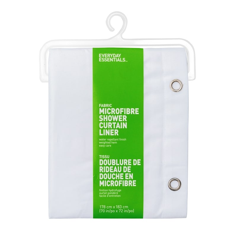 Microfiber Shower Curtain Liner, White
